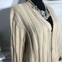 Vintage 80s 90s oversized wool beige cable knit warm granny cardigan sz M Size M Photo 2