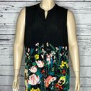 Susan Graver  Size 2X Black - Floral Print Liquid Knit Button Up Tank Top Blouse Photo 0