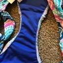 Raisin's NEW NWT R COLLECTIONS BY  Blue White Pink Chevron Bikini Swim Bottom MED Photo 4