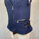 Rebecca Taylor  Tweed Motorcycle Zip Vest Navy Blue Photo 4