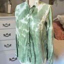 True Craft Blouse Green Tie Dye Long Sleeve Button Down Front Womens Small Worn Once Photo 4