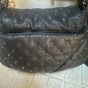 Rebecca Taylor  Leather Quilted Black purse gold studs tassel accent Magnetic Photo 3