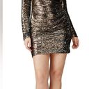 Dress the Population Lolita Sequin Mini Dress Metallic Gold Leopard Print size L Photo 3