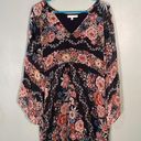 Lavender Brown  V-neck Mini Shift Dress Black Floral size M Photo 0