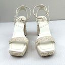 ALDO Lulu White Block Heel Ankle Strap Pearl Embellished Platform Sandals Size 7 Photo 2