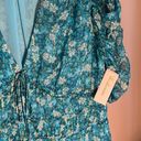 Shoshanna NWT  Danli Floral Chiffon blue midi dress with gold. Size 10 Photo 7