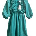 Tuckernuck  Hyacinth House Emerald Green XS Ruched V-Neck Genevieve Mini Dress Photo 1