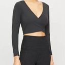 Beyond Yoga  Graceland Wrap Surplice Cropped Long Sleeve Top Black Photo 0