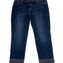 Chico's So Slimming By  Womens Jeans Size 0.5 Capri Jeweled Ankles Blue 31X27 Photo 0