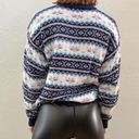 Vintage 1980s/90s Blue Fair Isle Grandmacore Chunky Pullover Sweater Size M Photo 8