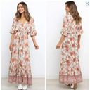 Petal and Pup  Fraser Floral Maxi Dress Cream Orange Pink Womens Size 8 Photo 1