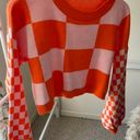 Cropped Checkered Sweater / Cardigan Orange Photo 1