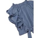 Habitual Joyce Gathered Yarn Dye Pinstripe Top Size Girls 16 Navy Blue Photo 5