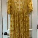 Woven Heart Mustard Lace & Embroidered Midi Length Shawl Duster - One Size Photo 4