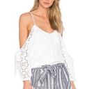 Parker  Camila White Cold Shoulder Crochet Eyelet Flirty Fun Blouse Top [size M] Photo 0