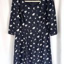 Trixxi New  Floral Print Puff Sleeve Dress A-Line Mini Navy Blue Photo 4