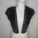 BCBGMAXAZRIA BCBG Dark Brown Rabbit‎ Fur Bolero Scrug Jacket Size M Photo 0