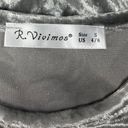 R. Vivimos Women's Silver Metallic Velvet Crew Neck Short Sleeve Shift Dress S Photo 5