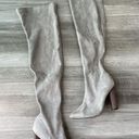 Boohoo  Gray Faux Suede Over The Knee Boots Size 9 Zip Thigh High Photo 6