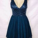 Trixxi Tricia  navy blue v cut sequin dress Photo 1