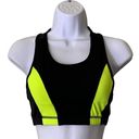 BCBGMAXAZRIA BCBG MaxAzaria Sports Bra Black Yellow Racer Back Photo 2