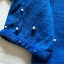 JACK Vintage  be quick Santa sweater v neck blue beaded size medium Photo 1