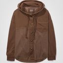 American Eagle  Big Hug Hooded Shacket Jacket Brown Button Down size L / XL Photo 2