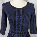 Nina Leonard  Geometric Print Sweater Dress Blue Black Size Small Photo 12