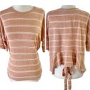 Lumière New  Tie Back Ruffle Hem Short Sleeve Top Striped Knit Amber Photo 1