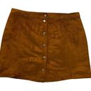 Old Navy  Faux Suede Chocolate Brown Snap Front Mini Skirt Fits like US 14 Photo 1