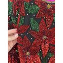 Laurence Kazar  New York Vintage Poinsettia Sequin Beaded Blouse Top Size Large Photo 4