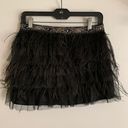 Guess Black Embellished Tiered Feather Mini Skirt Photo 3