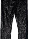 Bisou Bisou  Black Metallic Sequin Skinny Ankle Dressy Legging Pants Women Sz M Photo 1