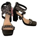 Juicy Couture  Macarena Black Strappy Rhinestone Platform Heels 8 Photo 0