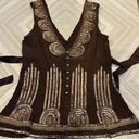 Tracy Reese  Women’s Brown Silk Beaded Tank Top Photo 5