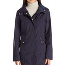 Cole Haan  Women's Back Bow Packable Hooded Rain Jacket Navy Blue Size SP Photo 2