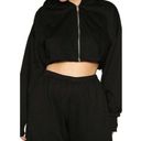 Naked Wardrobe NWT  Black Zip Up Cropped Boxy Hoodie Photo 0