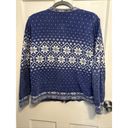 Croft & Barrow Retro Blue Fair Isle Nordic Metal Closure Cardigan  Soft Sweater M Photo 1