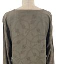 CP Shades  Olive Green Floral Embroidered Long Sleeve Top Size Medium Photo 6