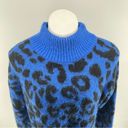 Sweaty Betty  Women’s Jacquard Electric Blue Leopard Print Mohair Sweater Small Photo 4