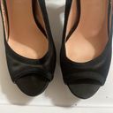 Betsey Johnson  Casey bow back satin mesh inset peep toe high heel shoes black 8 Photo 3