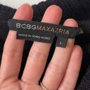 BCBGMAXAZRIA  Black Knit Cowl Neck Ribbed Collar Classic Sweater size Large Photo 3