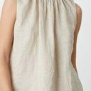 Velvet By Graham And Spencer  Nova Linen Tank Ruffled Neck in Tan Women's XS Photo 0