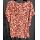 Tommy Hilfiger  Blouse Top Womens 2X Orange Short Sleeve Pleated Lace Preppy B47 Photo 4