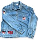 Christopher & Banks Vintage  Denim Shirt Jacket Chambray Patriotic Americana Photo 0