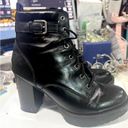 Madden Girl  Women's Black Jitter Heeled Lace-up Combat Boots Sz 7.5 Photo 4