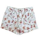 American Eagle  mom shorts jean pink floral print white denim shorts high rise 12 Photo 0