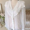 Anthropologie Eri + ali Anthro v neck button down cottage prairie floral embroidery blouse S Photo 0