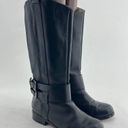 joe's jeans Joes (6) Black Leather Western Buckle Block Heel Riding Boots Photo 2