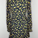 Tommy Hilfiger Moss Crepe Rose Dress 6 Black Yellow Ruffle Long Sleeve Floral Photo 0